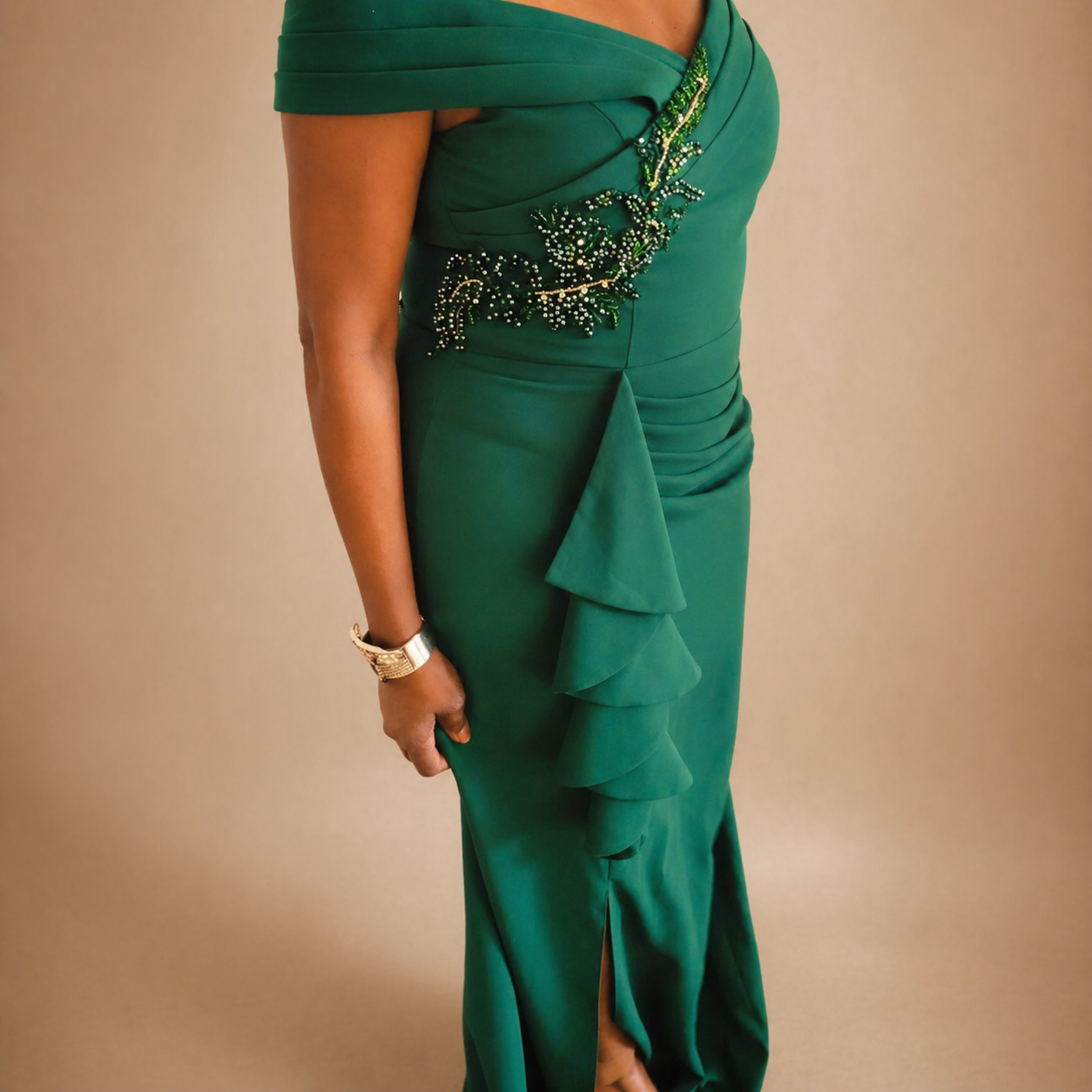 Women's Ruffled Side-Slit Gown - Image 3