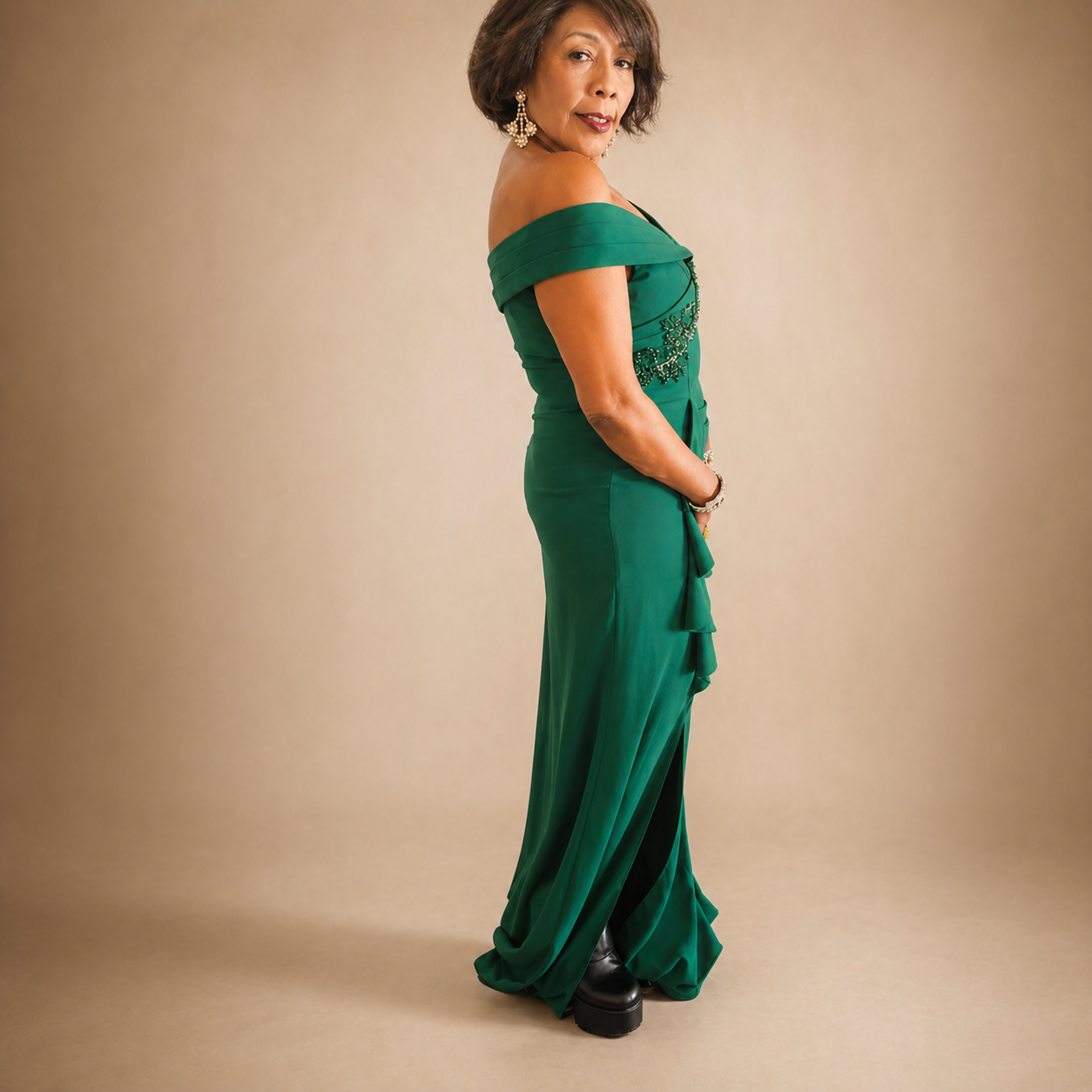 Women's Ruffled Side-Slit Gown - Image 4
