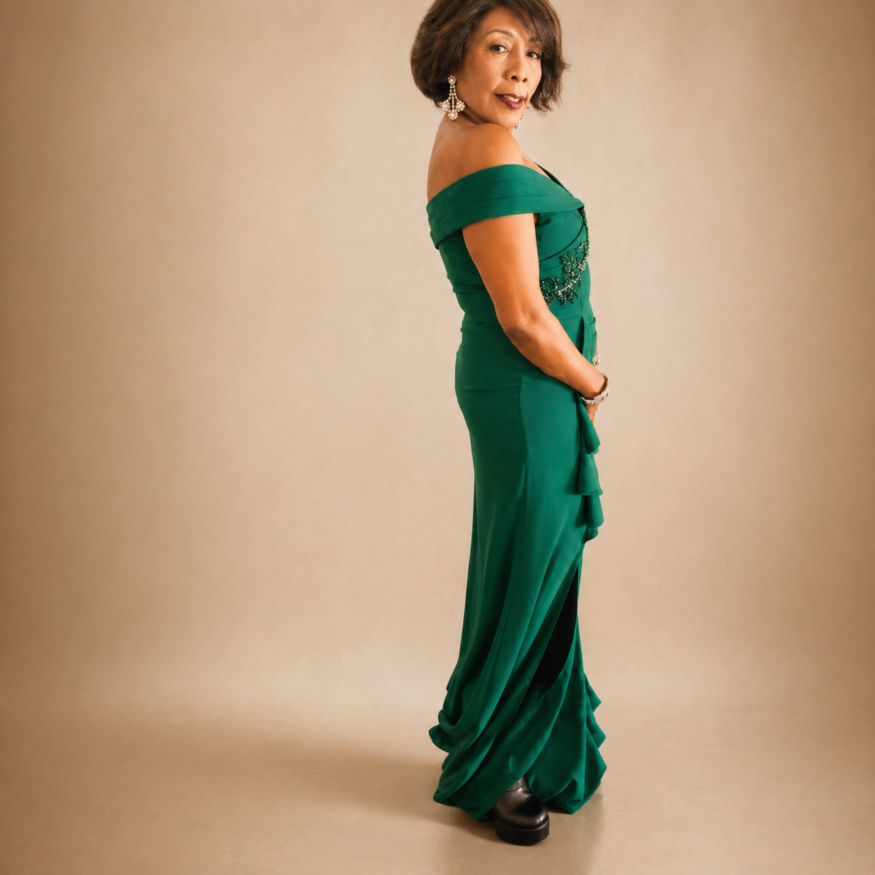 Women's Ruffled Side-Slit Gown - Image 5