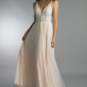 Basix Black Label Blush Embellished Sleeveless Evening Gown Formal Dress