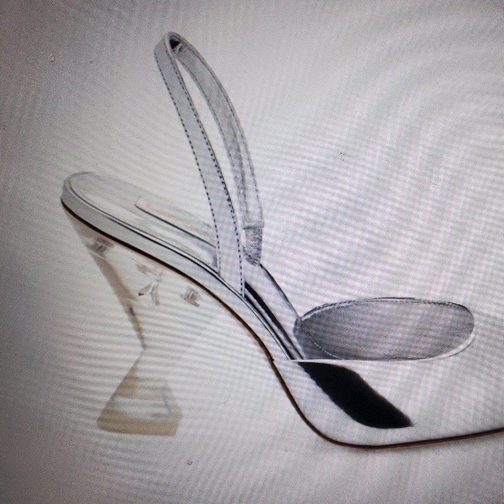 Larroude Gaga Silver Slingback Pumps | Transparent Sculptural Heel - Image 4
