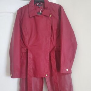 Baccini Burgundy Set 1X Stylish Lined Jacket and Pant Outfit for Women Day Time