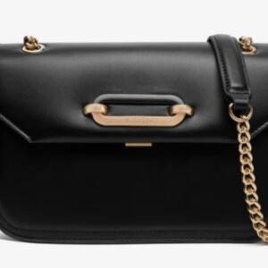 Valentino By Mario Valentino Black Shoulder Bag | Gold Chain & Turnlock