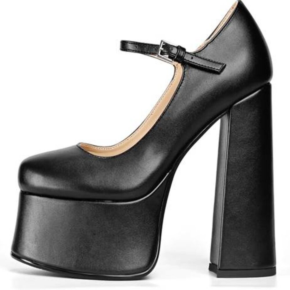 Platform Slingback Chunky Sandals Cross Strap Sexy Round Toe Platform - Image 5
