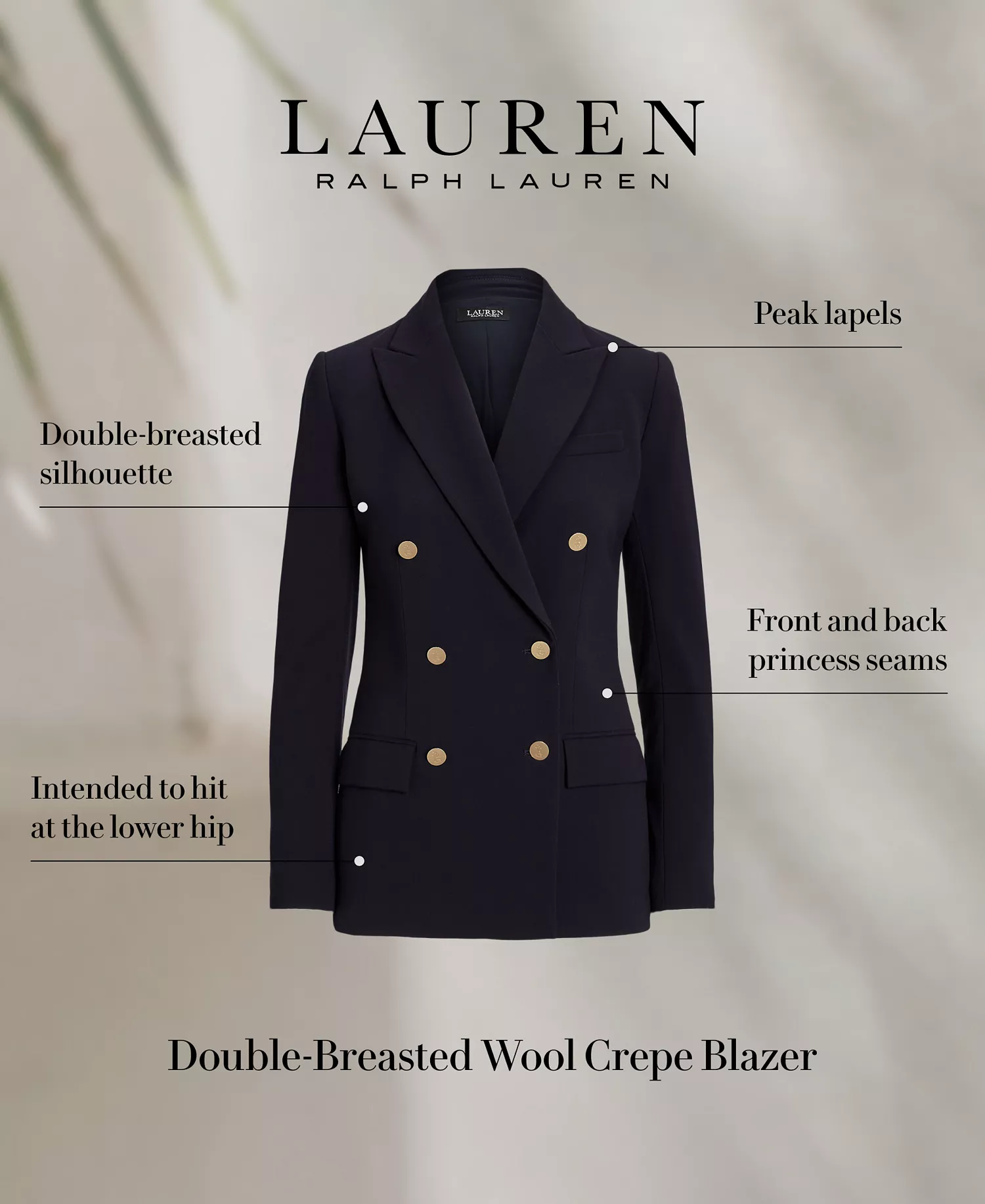 Women's Double-Breasted Wool Crepe Blazer - Image 2