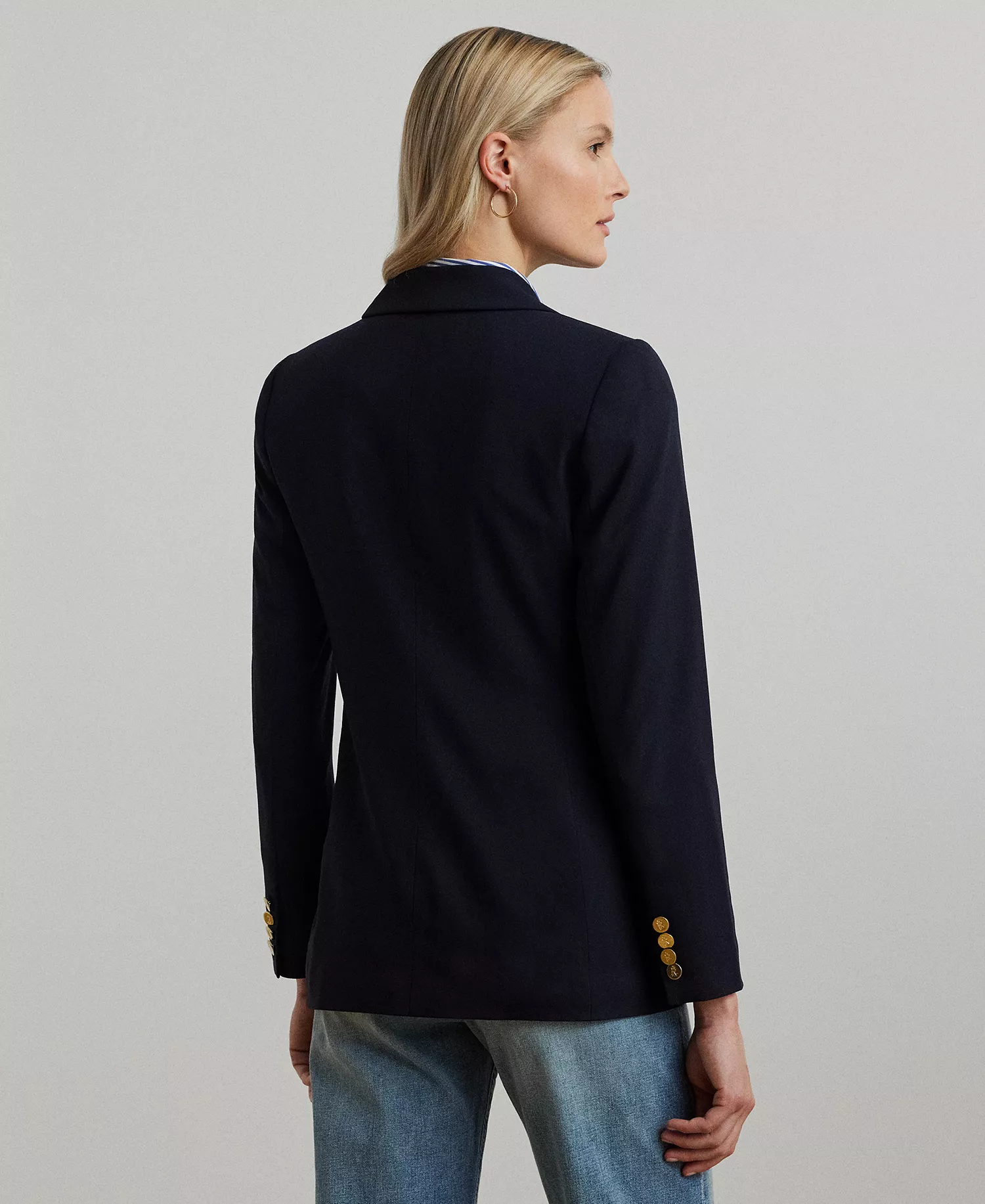 Women's Double-Breasted Wool Crepe Blazer - Image 3