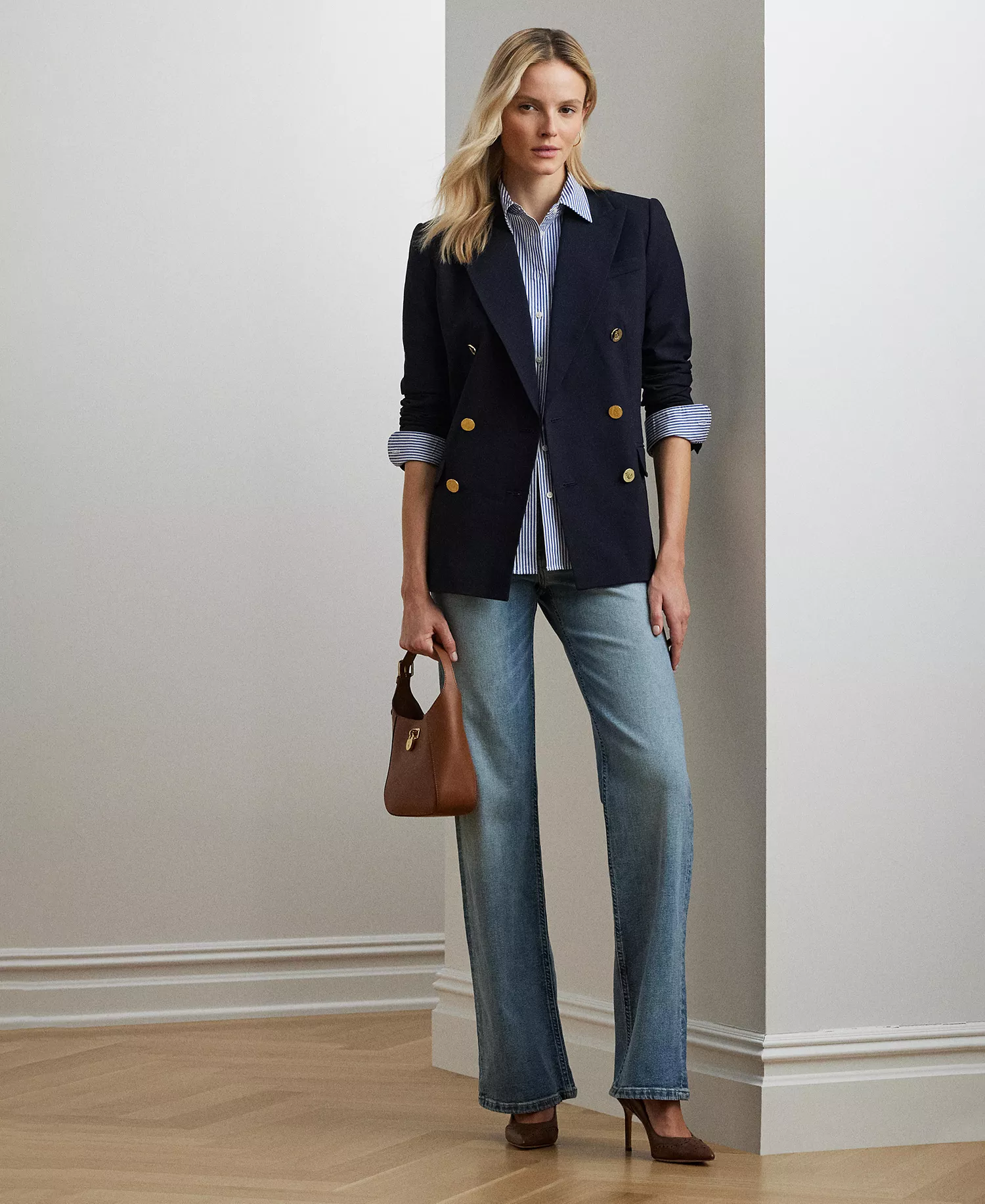 Women's Double-Breasted Wool Crepe Blazer - Image 6
