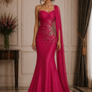 JOVANI A-Line Formal Gown | Pleated Chiffon Floor Length Dress w/ Side Zipper