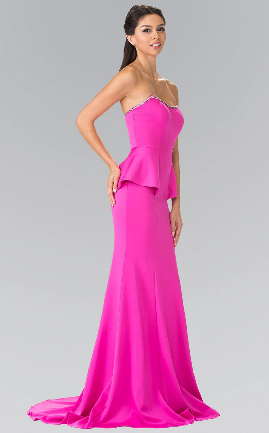 Elizabeth K GL2304 Strapless Peplum Mermaid Gown | Fitted Long Dress Formal Wear - Image 6