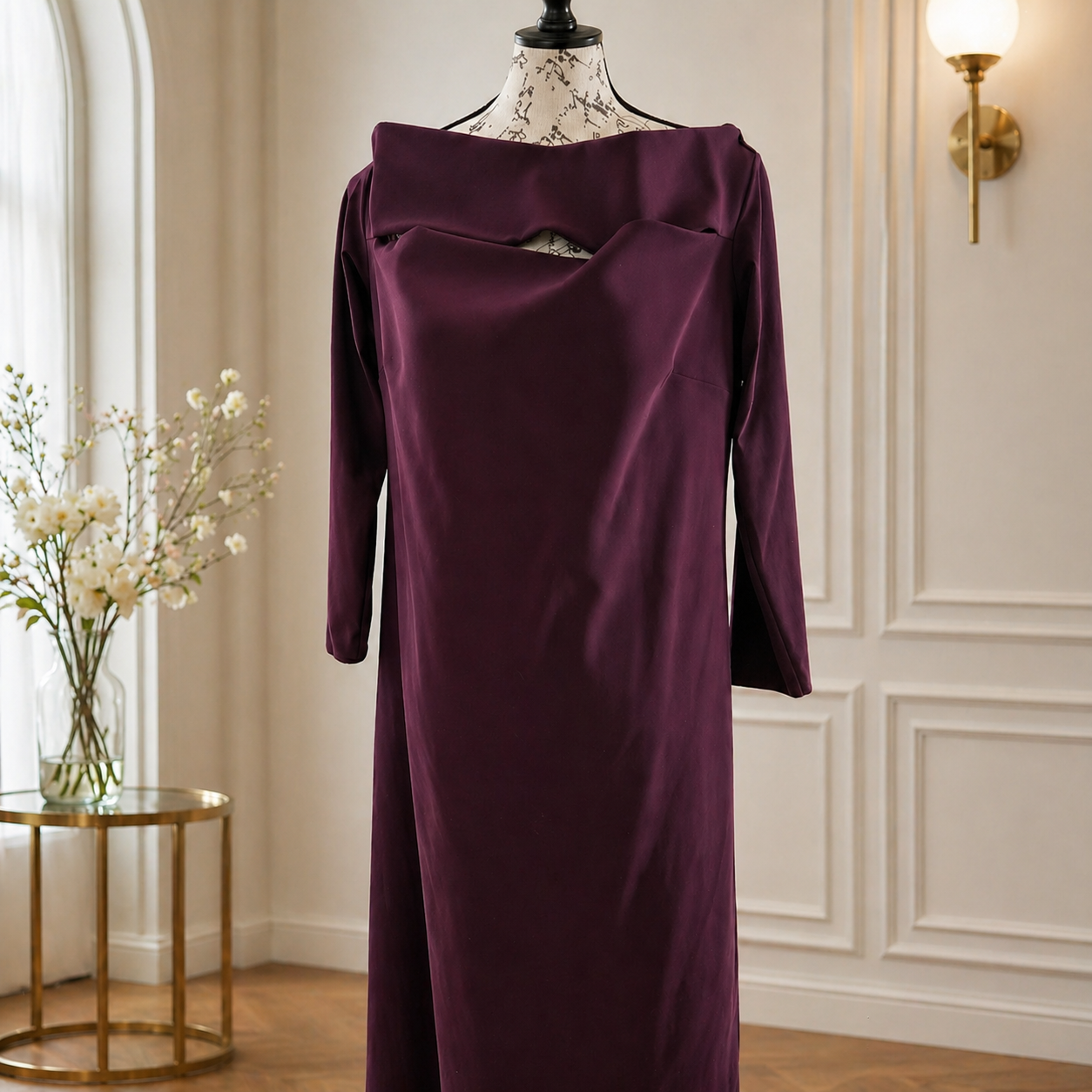 Chiara Boni La Petite Robe Melania Cocktail Dress | 3/4 Sleeve A-Line Cutout - Image 2