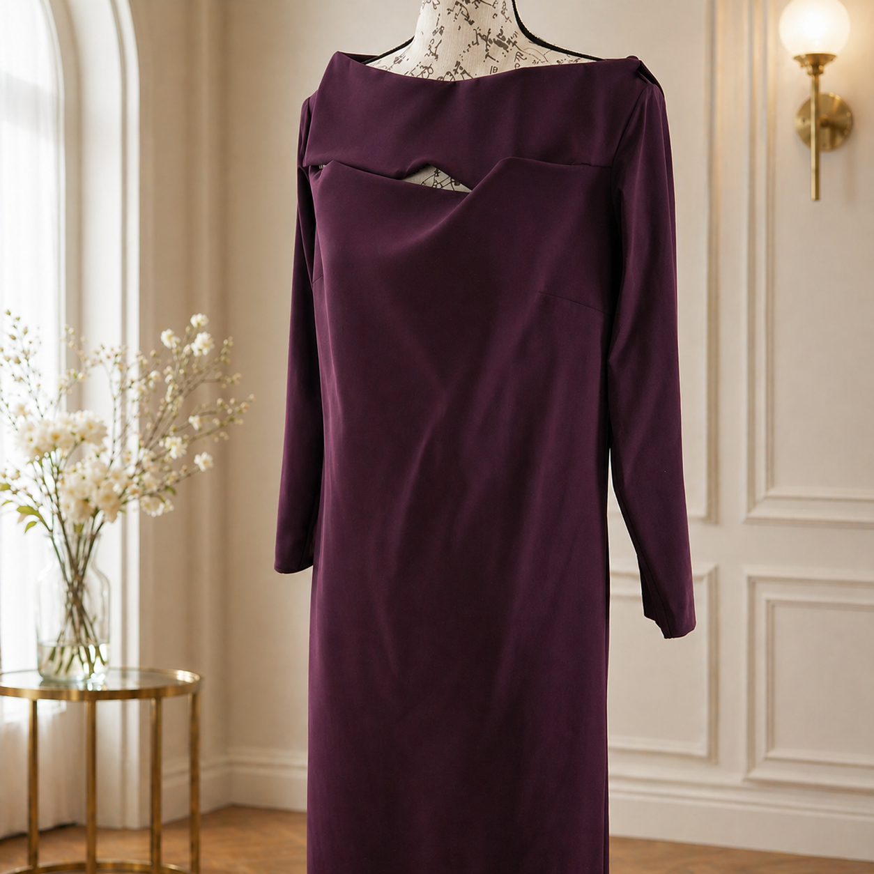 Chiara Boni La Petite Robe Melania Cocktail Dress | 3/4 Sleeve A-Line Cutout - Image 3