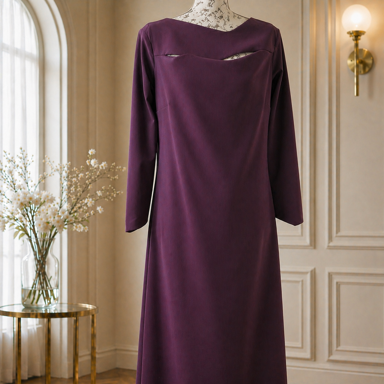 Chiara Boni La Petite Robe Melania Cocktail Dress | 3/4 Sleeve A-Line Cutout - Image 9