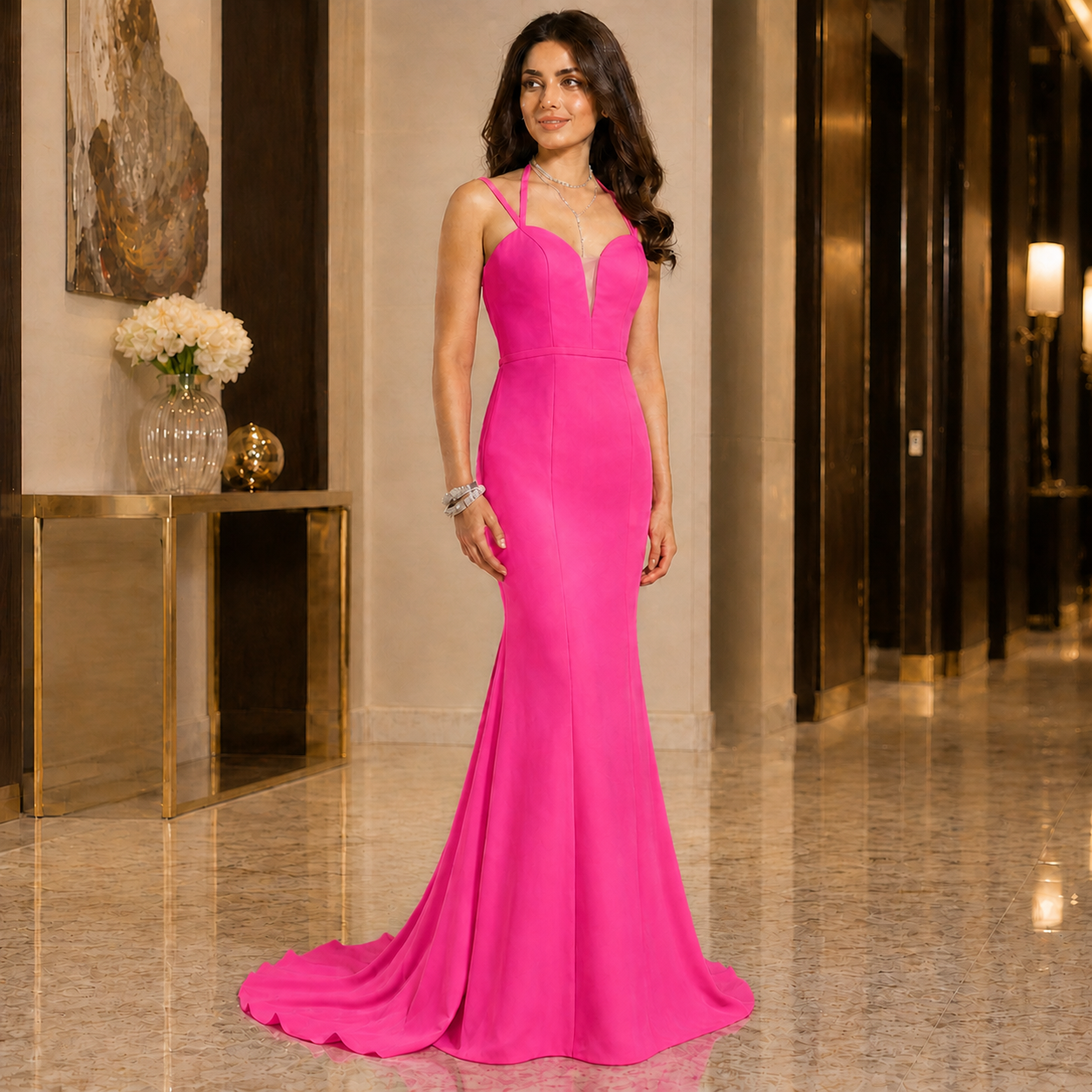 Studio 17 Fuchsia Mermaid Prom Dress #12779 | Plunging V-Neck Gown Size 18