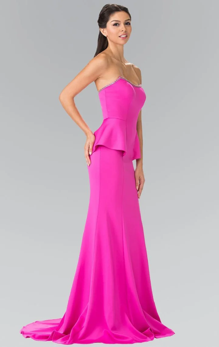 Elizabeth K GL2304 Strapless Peplum Mermaid Gown | Fitted Long Dress Formal Wear - Image 2