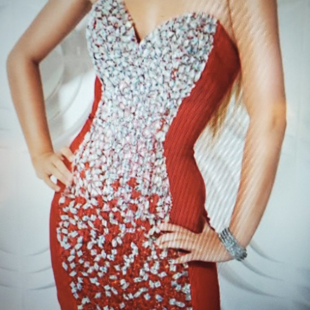 Jovani Red Crystal Strapless Sweetheart Mini Dress | Short Prom Homecoming Dress