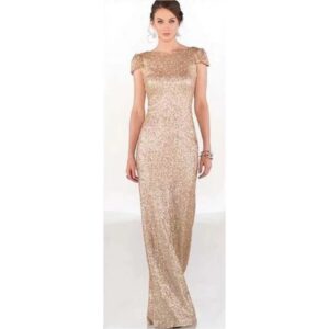 Sorella Vita Gold Sequin Evening Gown | Tall Formal Cowl Bateau Fit Size 16 NWOT