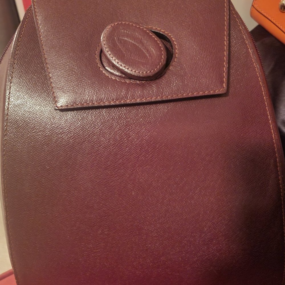 Cartier Must De Cartier Bordeaux Leather Backpack Vintage Bag - Image 3