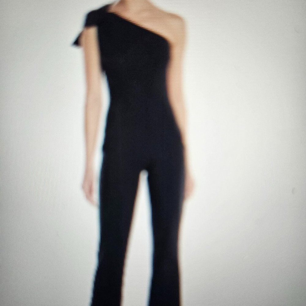 Chiara Boni La Petite Robe Hannele One-Shoulder Jumpsuit Open-Back Straight Leg