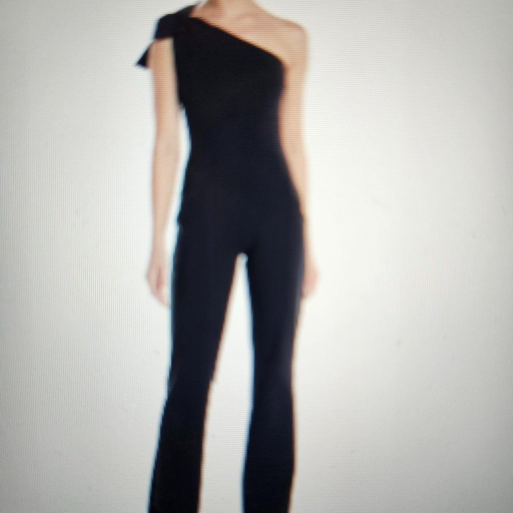Chiara Boni La Petite Robe Hannele One-Shoulder Jumpsuit Open-Back Straight Leg - Image 5