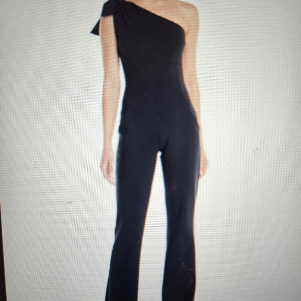 Chiara Boni La Petite Robe Hannele One-Shoulder Jumpsuit Open-Back Straight Leg - Image 3