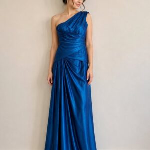 Princess Romy One Shoulder Prom Formal Dress | Pleated Draped Mock Wrap Gown