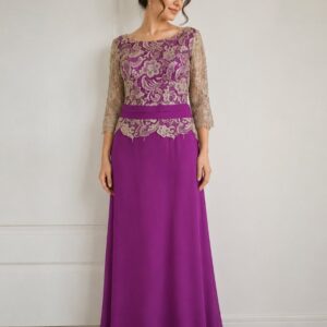 Ana Torres Fuchsia Column Mother of the Bride Dress | Elegant Formal Evening Gow