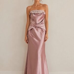Badgley Mischka Khaki Mermaid Gown | Sweetheart Neck Luxury Formal Dress