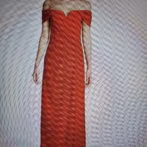 Rene Ruiz Red Off The Shoulder Floor-length Gown Formal Dress