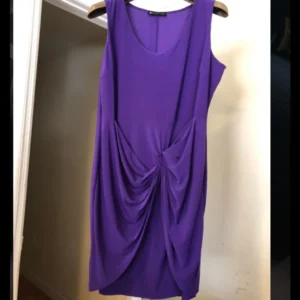 Purple Sleeveless Cocktail Dress | Draped Knot Front Knee Length Reposhed Dress