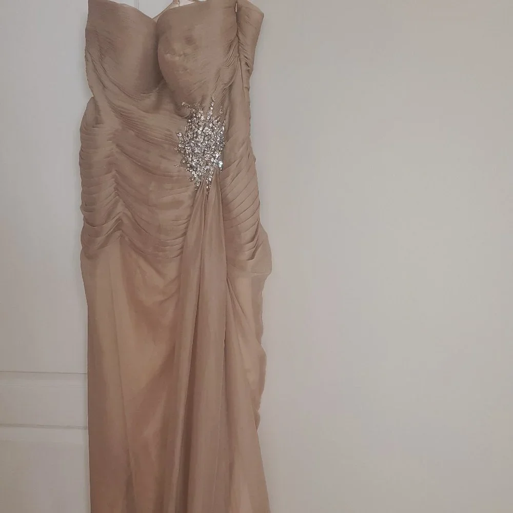 Jovani Strapless Sweetheart Chiffon Column Evening Gown Dress Formal - Image 6