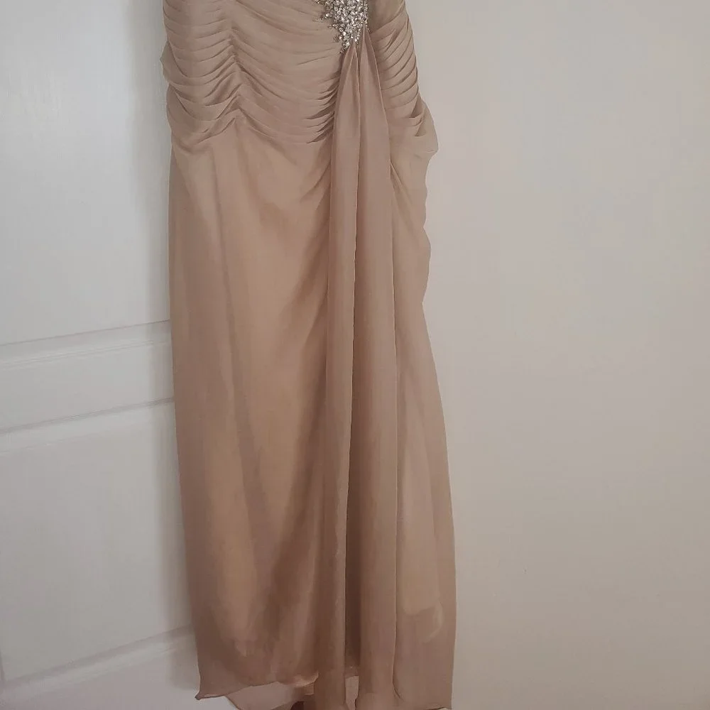 Jovani Strapless Sweetheart Chiffon Column Evening Gown Dress Formal - Image 2