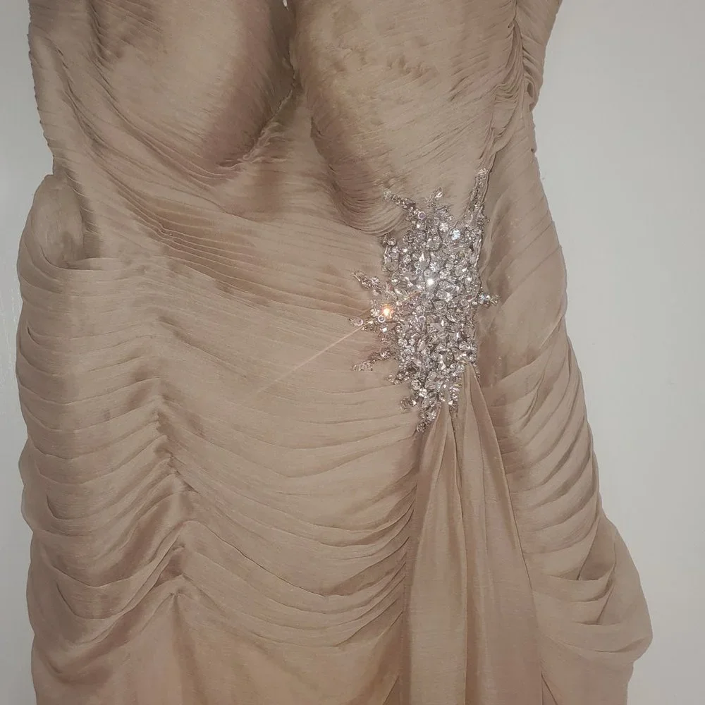 Jovani Strapless Sweetheart Chiffon Column Evening Gown Dress Formal - Image 4