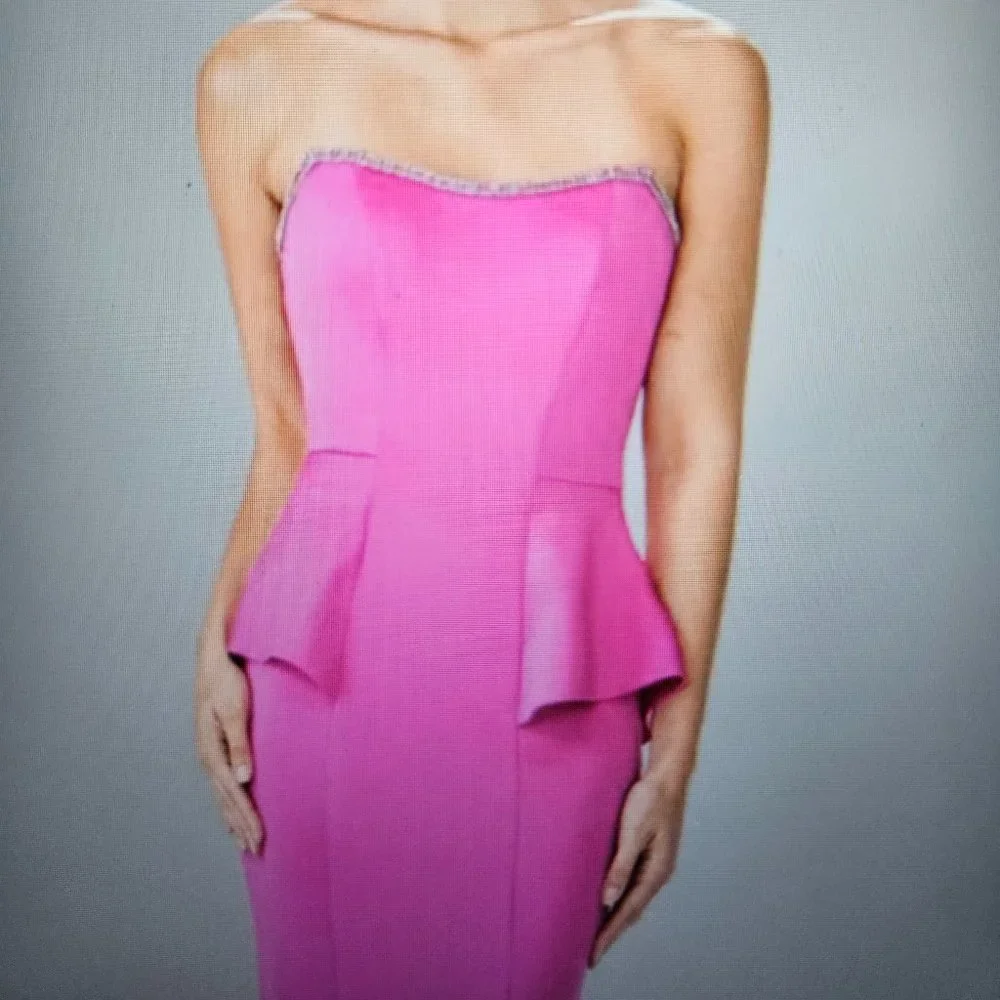 Elizabeth K GL2304 Strapless Peplum Mermaid Gown | Fitted Long Dress Formal Wear - Image 9