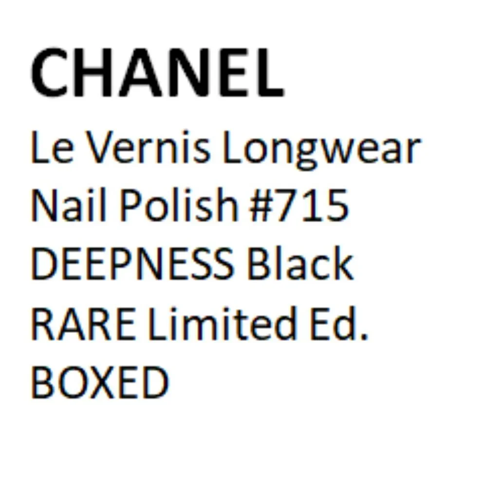Chanel Le Vernis Longwear Nail Polish #715 DEEPNESS Black RARE Limited Ed. BOXED - Image 3
