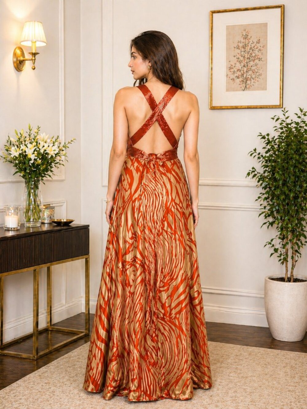 TERANI Intrigue Ombre Formal Dress | Red Blush Sequin Sleeveless Gown - Image 3